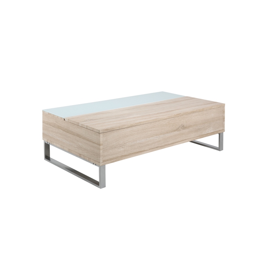 Mesa de centro ENZO con tapa elevable, 110 x 60 cm, blanco/roble Sonoma