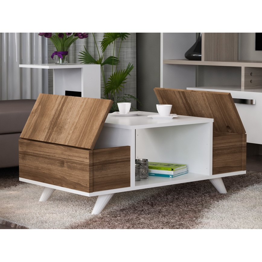 Mesa de centro ERIBERTO 43,8x90 cm marrón/blanco