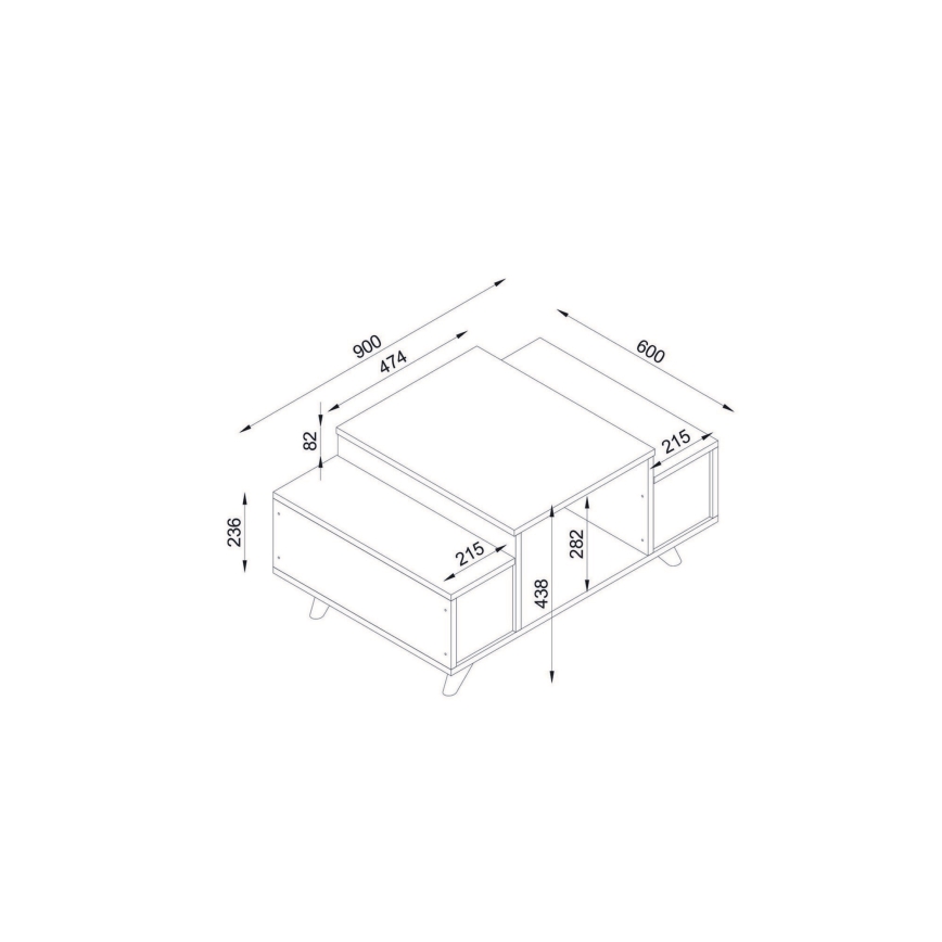 Mesa de centro ERIBERTO 43,8x90 cm marrón/blanco