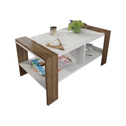 Mesa de centro ERICA 42x90 cm blanco/marrón