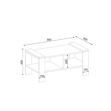 Mesa de centro ERICA 42x90 cm blanco/marrón