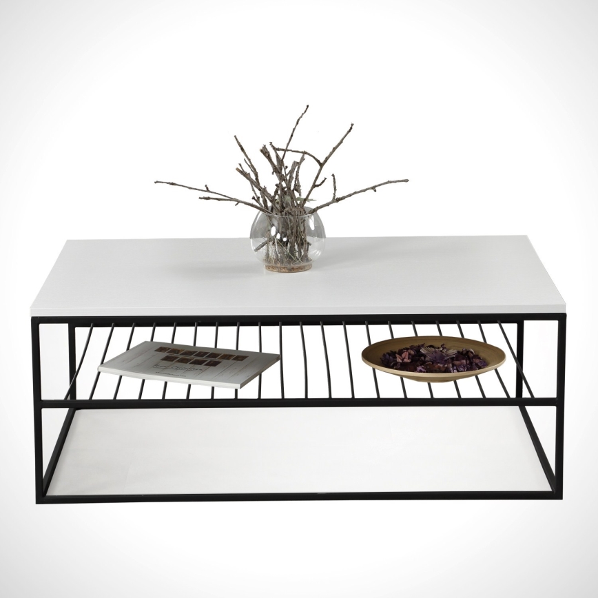 Mesa de centro ETNA 43x95 cm blanco/negro