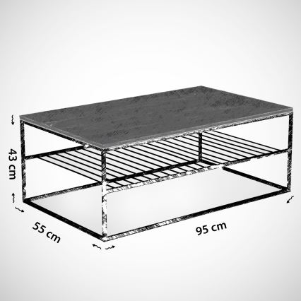 Mesa de centro ETNA 43x95 cm blanco/negro