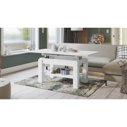 Mesa de centro extensible con estante ADONIS 110/150x68 cm blanca