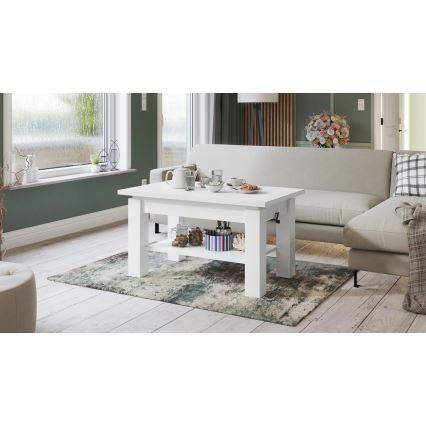 Mesa de centro extensible con estante ADONIS 110/150x68 cm blanca