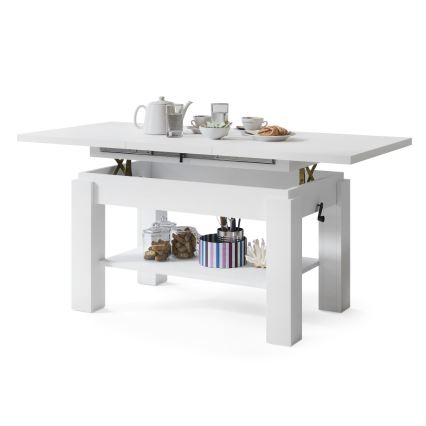 Mesa de centro extensible con estante ADONIS 110/150x68 cm blanca