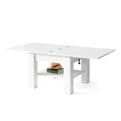 Mesa de centro extensible con tablero elevable CALEB 75/150x75 cm blanca