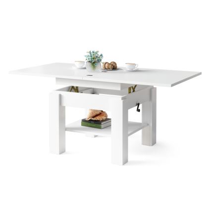 Mesa de centro extensible con tablero elevable CALEB 75/150x75 cm blanca