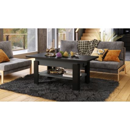 Mesa de centro extensible con tablero elevable ROY 130/170x65 cm negro/antracita