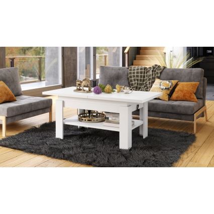 Mesa de centro extensible con tapa elevable ROY 130/170x65 cm blanca