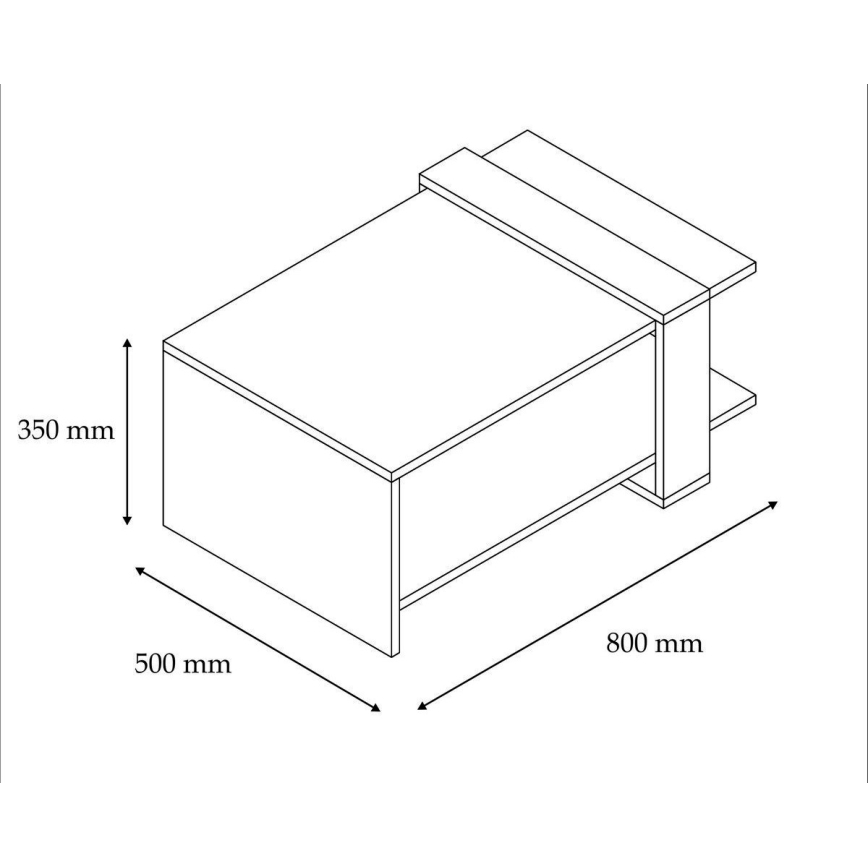 Mesa de centro GAYE 35x80 cm marrón/blanco