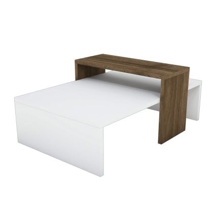 Mesa de centro GLOW 32x80 cm blanco/marrón