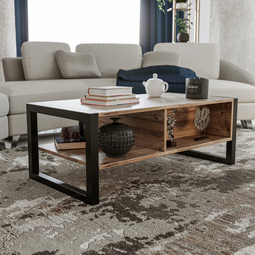 Mesa de centro HALDIZEN 55x105 cm negro/marrón