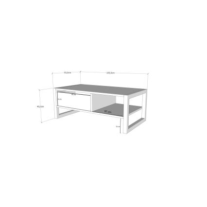 Mesa de centro HALDIZEN 55x105 cm negro/marrón