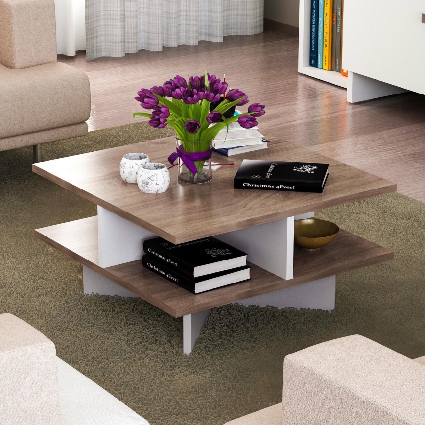 Mesa de centro HAMTON 31,2x60 cm marrón/blanco