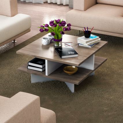 Mesa de centro HAMTON 31,2x60 cm marrón/blanco