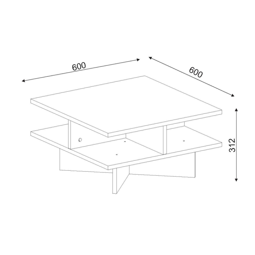Mesa de centro HAMTON 31,2x60 cm marrón/blanco