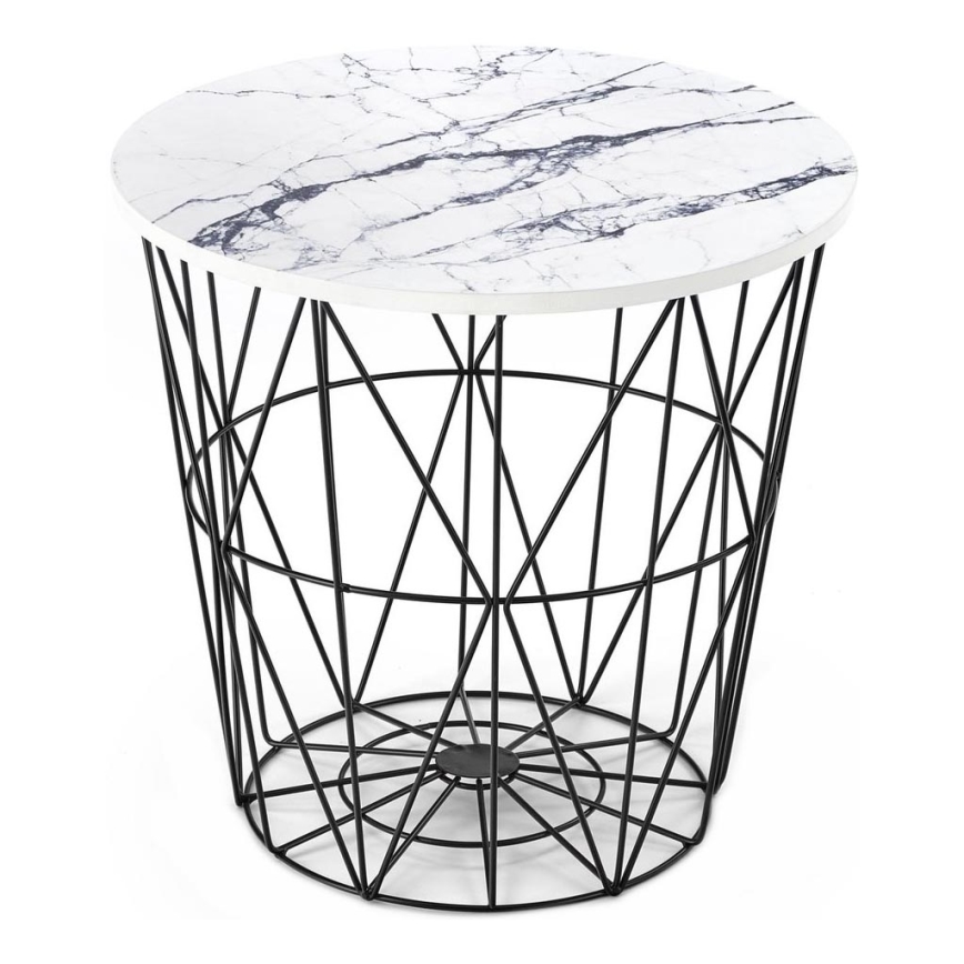 Mesa de centro HARISSA 41x42 cm negro/blanco decoración de mármol