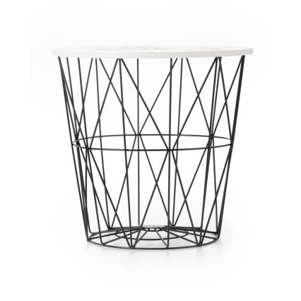 Mesa de centro HARISSA 41x42 cm negro/blanco decoración de mármol