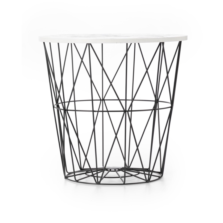 Mesa de centro HARISSA 41x42 cm negro/blanco decoración de mármol