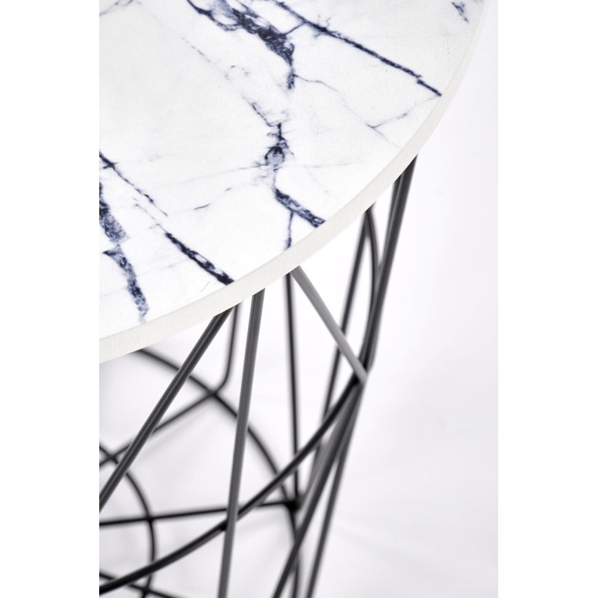 Mesa de centro HARISSA 41x42 cm negro/blanco decoración de mármol