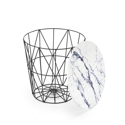 Mesa de centro HARISSA 41x42 cm negro/blanco decoración de mármol