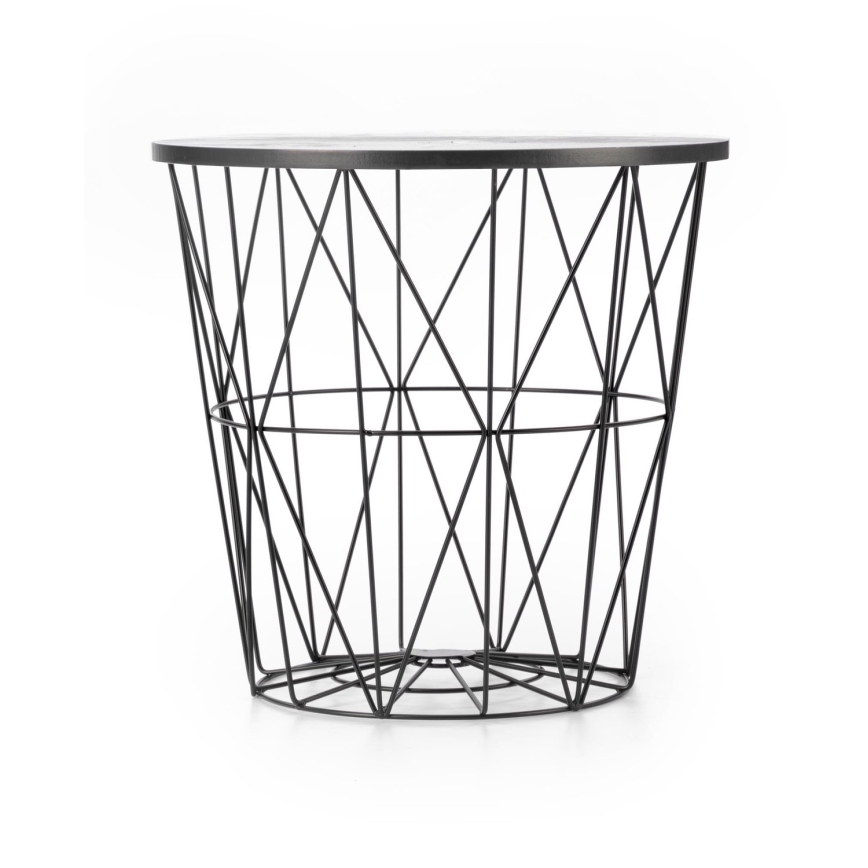 Mesa de centro HARISSA 41x42 cm negro/negro decoración de mármol