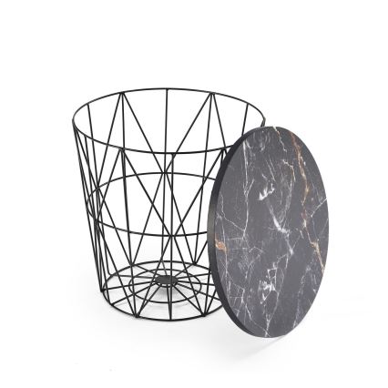 Mesa de centro HARISSA 41x42 cm negro/negro decoración de mármol