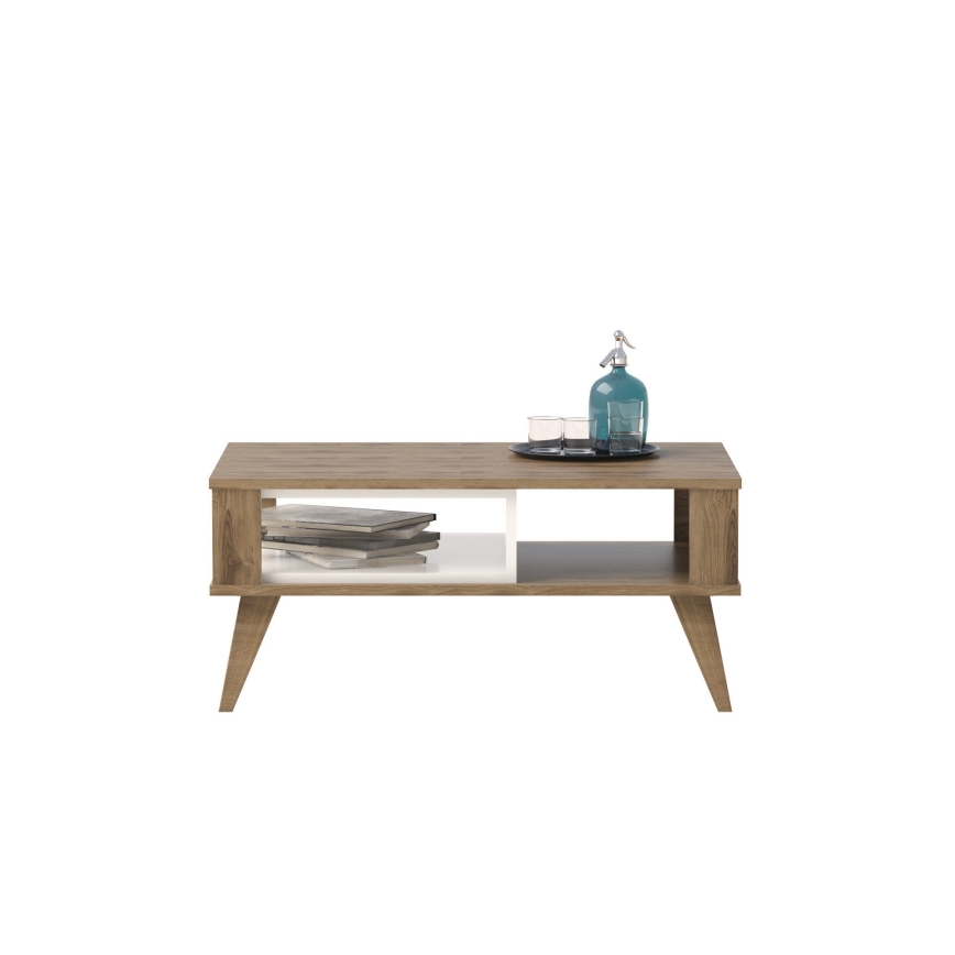 Mesa de centro IONIS 40x90 cm marrón/blanco