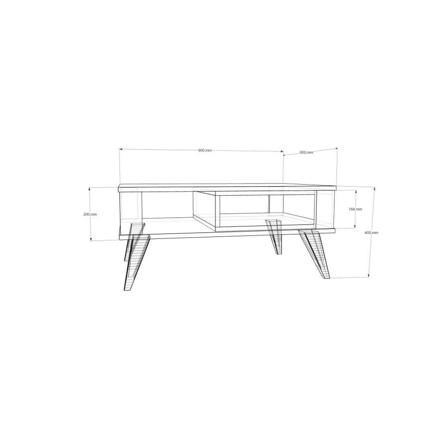 Mesa de centro IONIS 40x90 cm marrón/blanco
