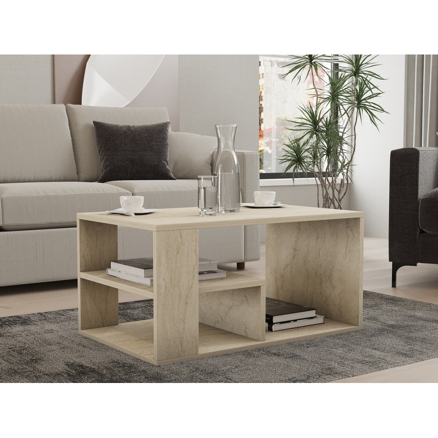 Mesa de centro JELIO, acabado en mármol beige