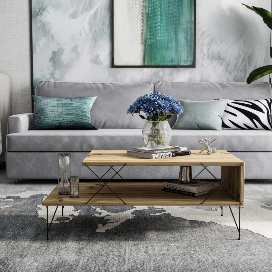 Mesa de centro LOIRE 40x100 cm beige/negro