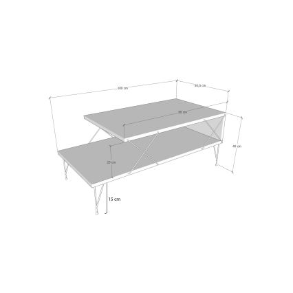 Mesa de centro LOIRE 40x100 cm blanco