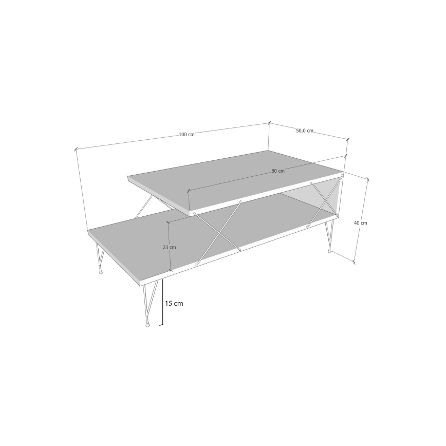 Mesa de centro LOIRE 40x100 cm blanco