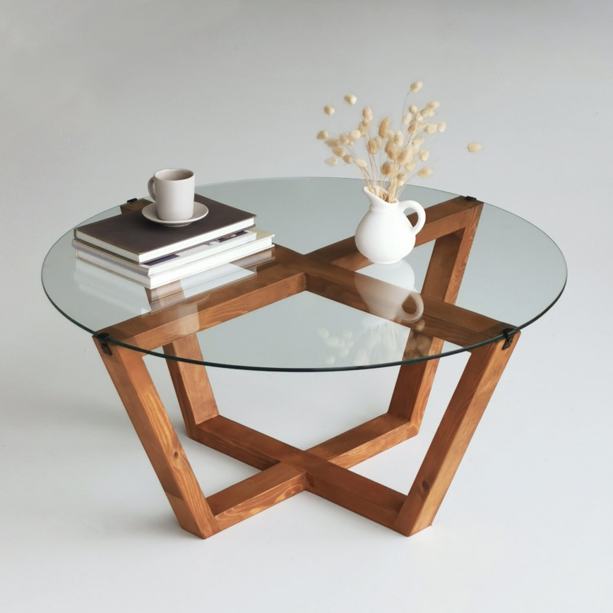 Mesa de centro LOTUS 35x75 cm marrón/transparente