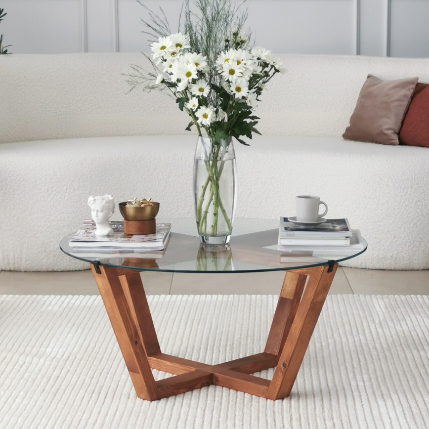 Mesa de centro LOTUS 35x75 cm marrón/transparente