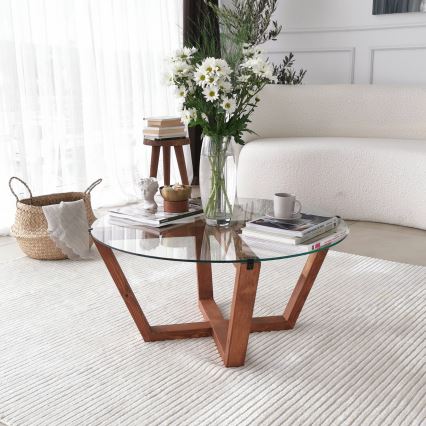 Mesa de centro LOTUS 35x75 cm marrón/transparente