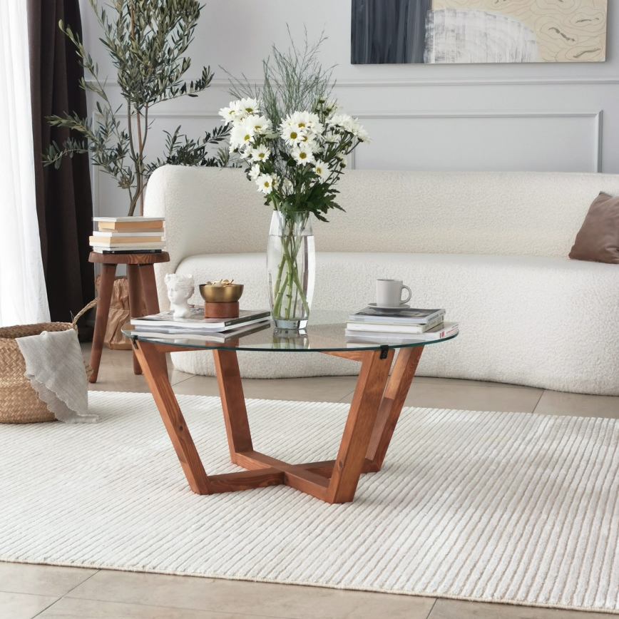 Mesa de centro LOTUS 35x75 cm marrón/transparente
