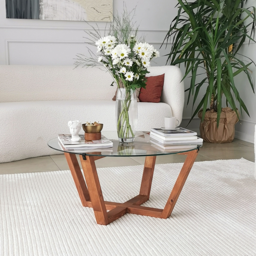 Mesa de centro LOTUS 35x75 cm marrón/transparente