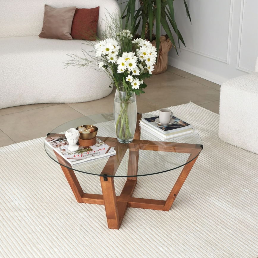 Mesa de centro LOTUS 35x75 cm marrón/transparente