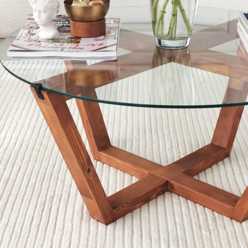 Mesa de centro LOTUS 35x75 cm marrón/transparente