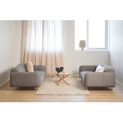 Mesa de centro LUCA 82 cm, cristal transparente/roble