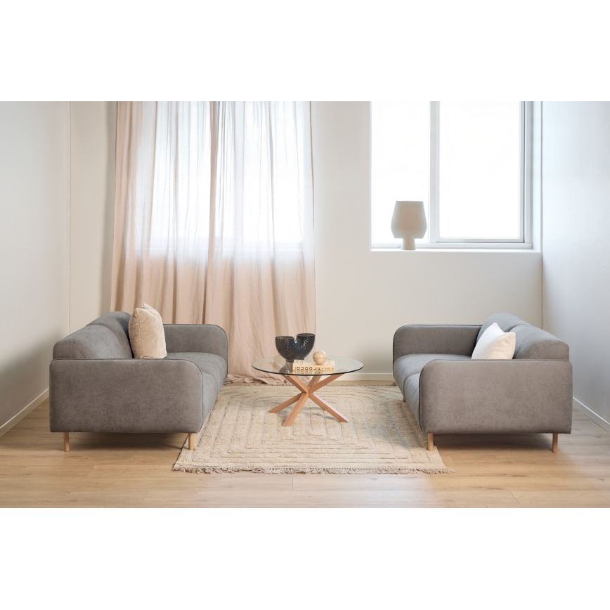 Mesa de centro LUCA 82 cm, cristal transparente/roble