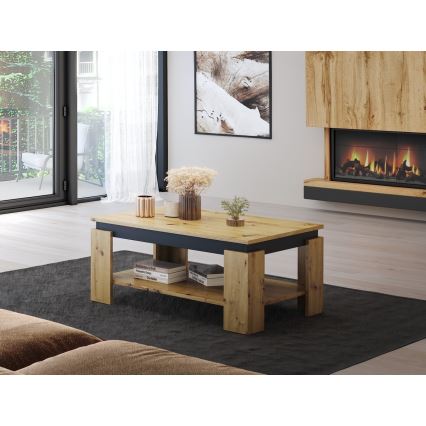 Mesa de centro LUNO roble artisan/negro