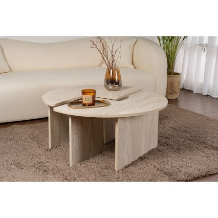 Mesa de centro LUVIA, efecto mármol beige
