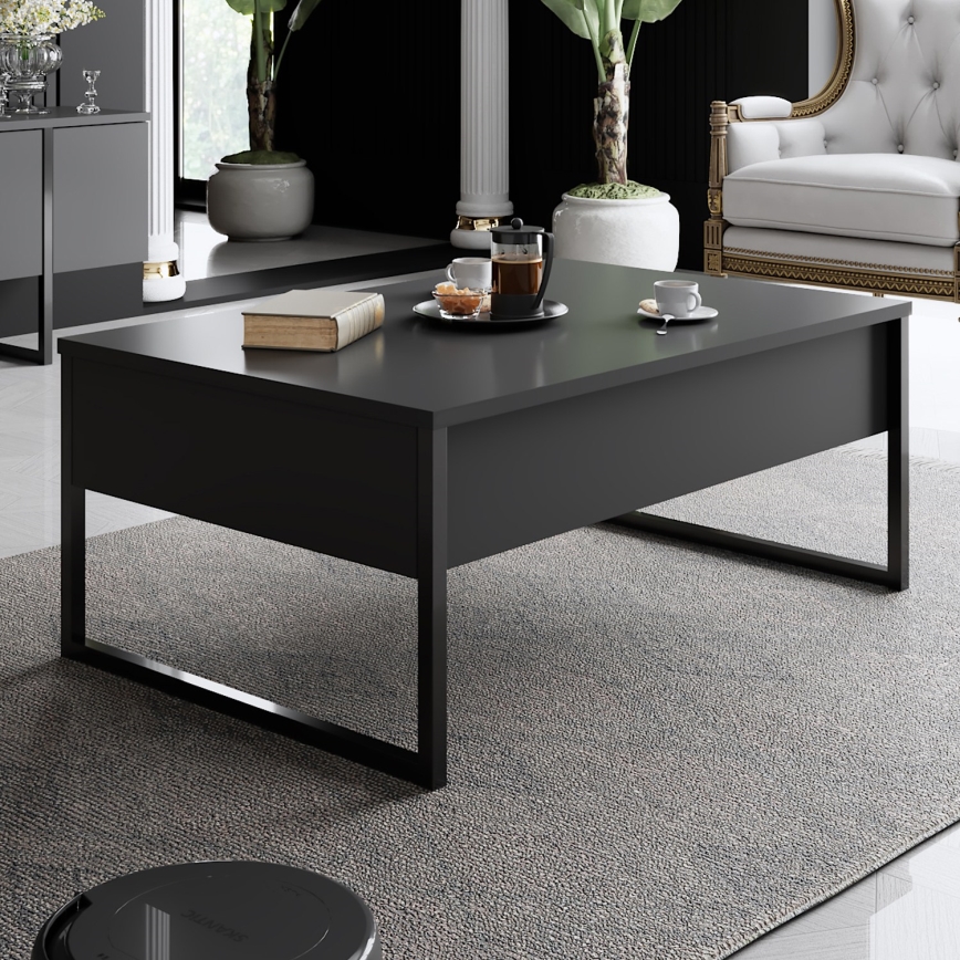 Mesa de centro LUXE 40x90 cm antracita/negro