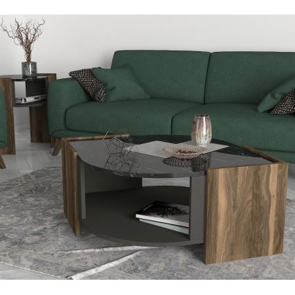 Mesa de centro MARBEL 40x75 cm marrón/negro
