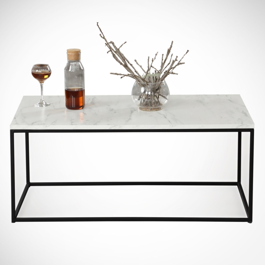 Mesa de centro MARMO 43x95 cm blanco/negro