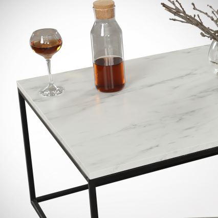 Mesa de centro MARMO 43x95 cm blanco/negro