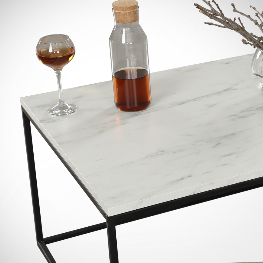 Mesa de centro MARMO 43x95 cm blanco/negro